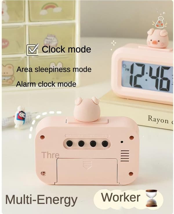 Väckarklocka Multifunktionell Mini Väckarklocka med Temperaturmätare Rosa