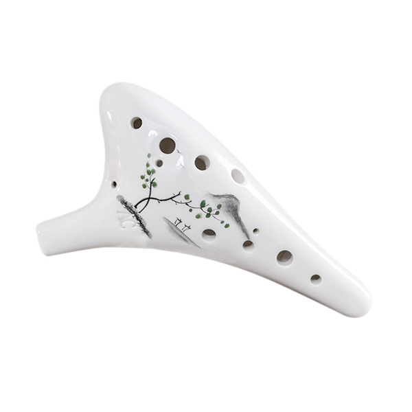 12 hull Rundt hode Keramisk Ocarina Alto C Håndmalt musikkinstrument med snormusikkpartitur Beskyttelsesveske for musikkelsker og -lærer Landscape