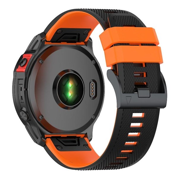 Til Garmin Fenix ​​7x tofarvet silikone urrem Black Orange