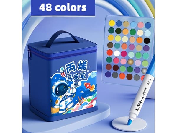 Markers, akrylfärgspennor för barn, DIY ritpennor 48 färger (astronaut)