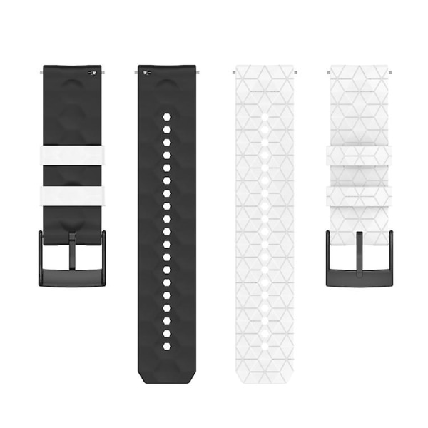 Til Suunto 9 tofarvet silikone urrem White Black