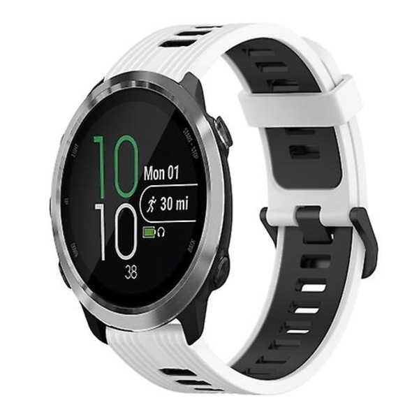 Til Garmin Forerunner 645 Music 20 mm lodret mønster tofarvet silikone urbånd White-Black