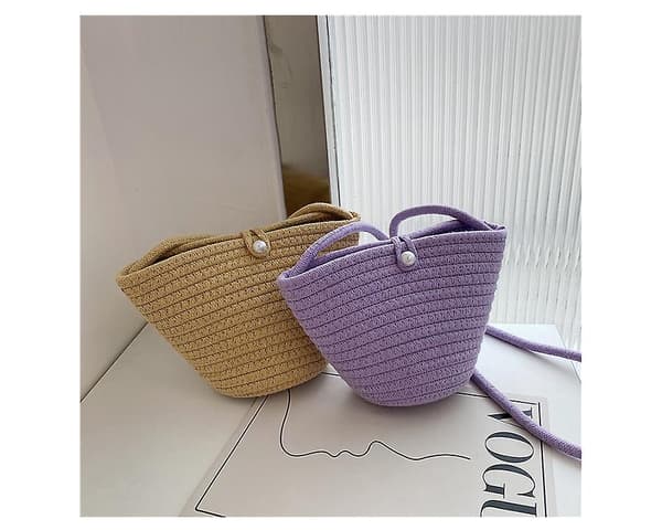 Handstickad axelväska för kvinnor Mode virkad strandväska purple
