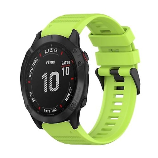 Til Garmin Fenix ​​6 Gps 22 mm horisontal tekstur silikone urrem med værktøj til fjernelse Lime Green