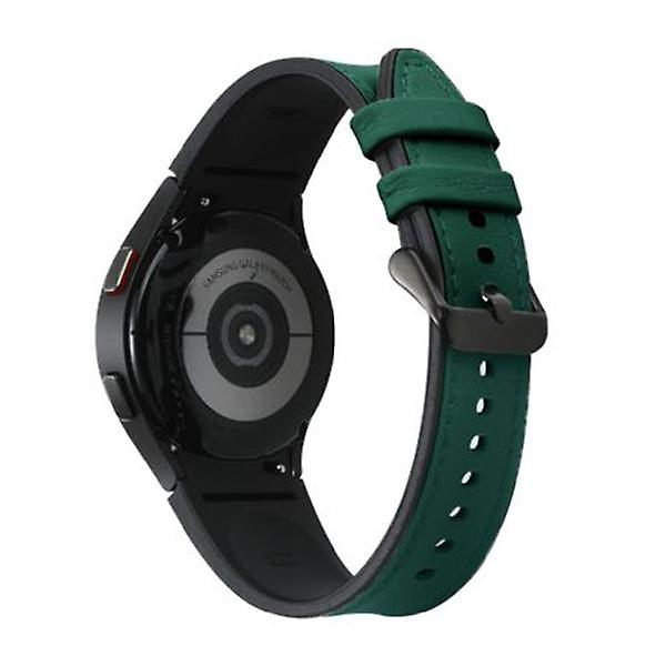 Læderrem til Samsung Galaxy Watch 4 Classic 44mm 40mm Ingen huller Silikone+læderarmbånd Correa Galaxy Watch 4 5 Pro Band green-black Galaxy watch 5-5 proS-M