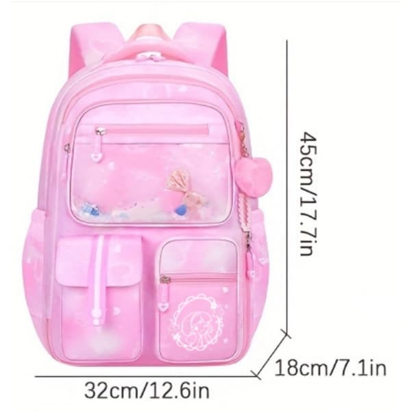 Ryggsäck för barn, ergonomisk flickryggsäck för studenter, lätt och med stor kapacitet Pink