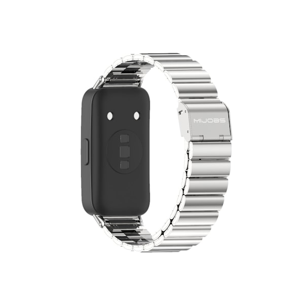 Smartwatch-rem til Huawei Strap 8 Mijobs rustfrit stål med bambusspænde (sølv)