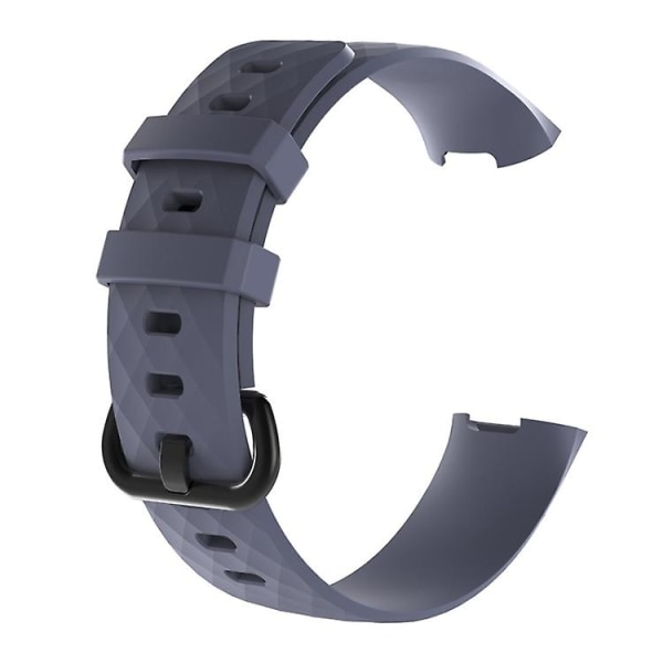 Diamantmønster silikonklokkebånd for Fitbit Charge 4 Stor størrelse: 210*18 mm Gray