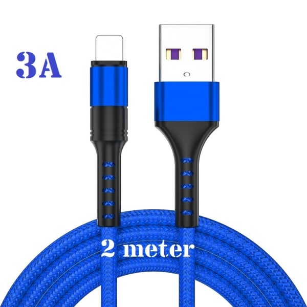 2m - Lightning 3A - "BLÅ" /kabel/laddsladd/ snabbladdning