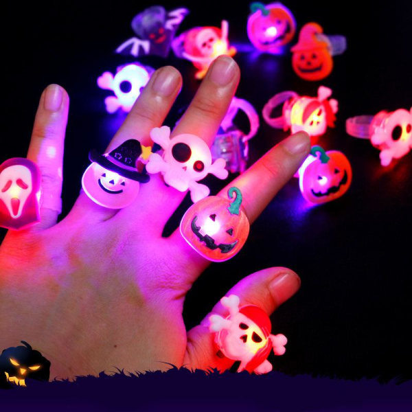 Halloween - lysande ringar - luminous ring - fler-pack - Multicolor 3 stycken