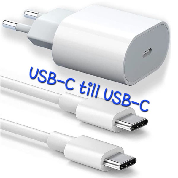 Laddare till Samsun Adapter Snabbladdare USB-C Kabel 2 meter Vit Adapter + 2 meter