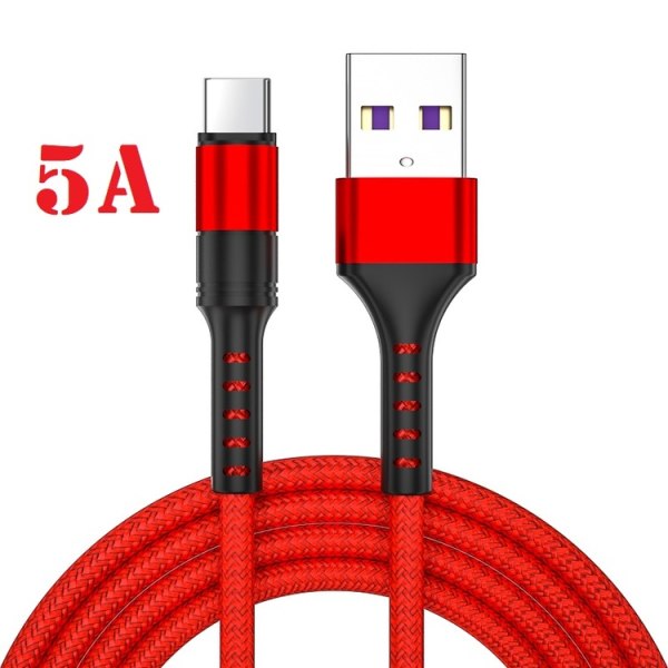 2-Pack - 2m - USB-C 5A - "RÖD" / kabel / laddsladd /