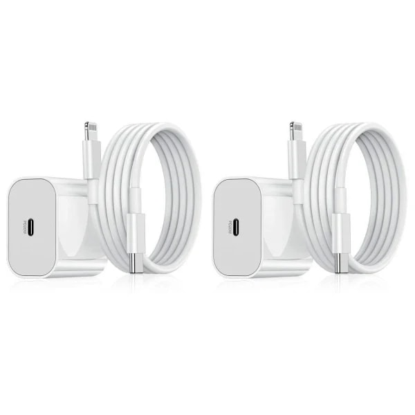 2-Pack - iPhone Laddare Snabbladdare - Adapter + Kabel 20W USB-C