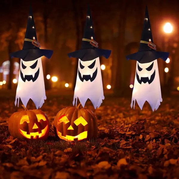 3 st Halloween LED Blinkande Ljus Hängande Spöke