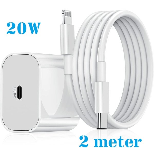 2M USB-adapter 20W USB-C lightning-kabel Laddare Apple iPhone 13 1 Styck Kabel & Adapter