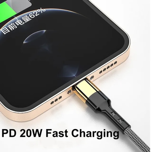 2 Meter + USB-adapter 20W USB-C lightning-kabel Laddare 1st Adapter - 1st Sladd
