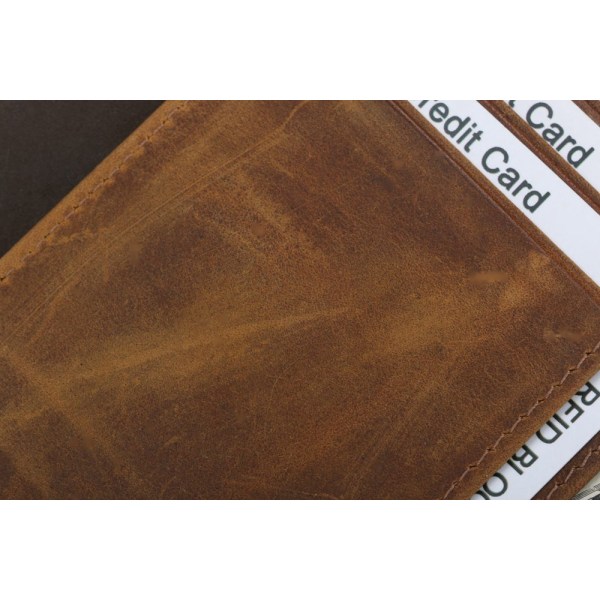 RFID Korthållare Plånbok med Sedelfack - Äkta läder luktar kvalité MÖRKBRUN