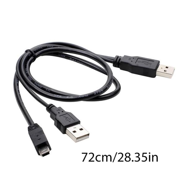 Dobbelt USB A til Mini 5Pin Y-kabel, samtidig dataoverførsel og strømforsyning 1pc