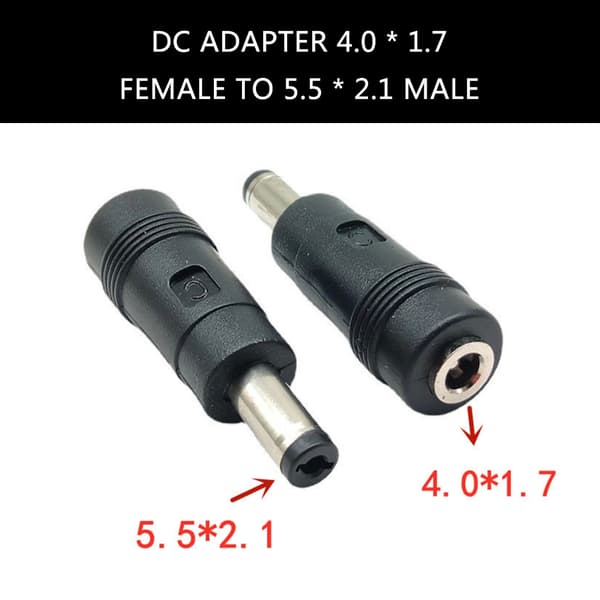 4.0x1.7mm Hun til Rund Hoved DC5.5x2.1 Han Socket Connector Adapter Sort 5.5X2.1