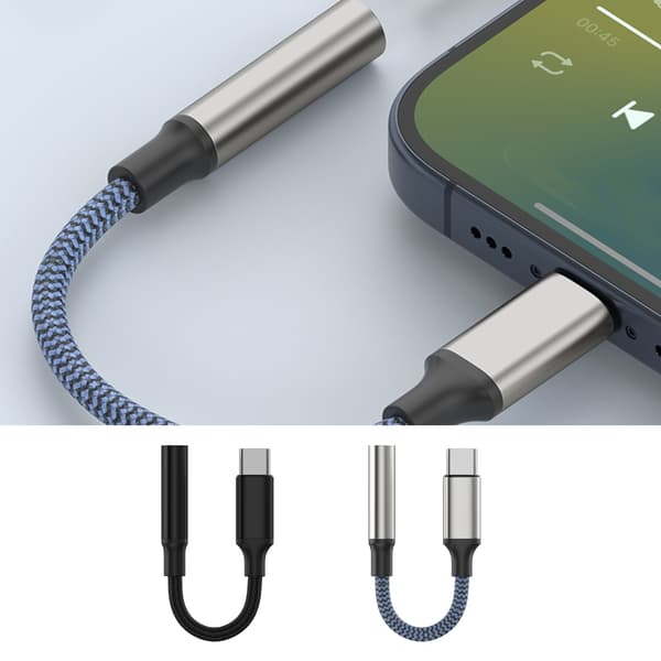 Type C til 3,5 mm Aux-adapter Hovedtelefon USB C-kabel Hovedtelefonadapter 3,5 stik Blue