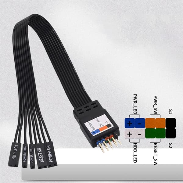 Premium 2-benet til 9-benet frontpaneladapterkabel til pc-bygning og reparation 50cm