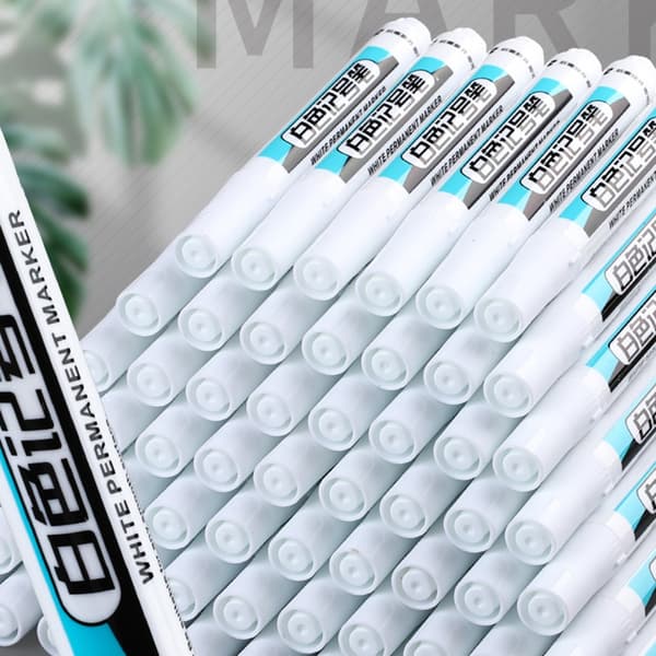 4 Stykker/Sæt Hvide Tuscher Permanente Oliebaserede Tuscher til Dæk Metal White thick tip mark