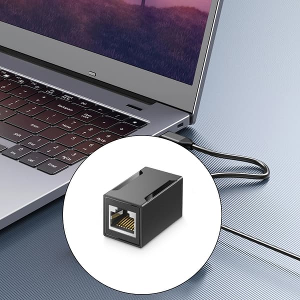 Versatilitys RJ45 Kobling Gigabit Inline Adapter til Cat7/Cat6 Netværkskabler null - Splitter black