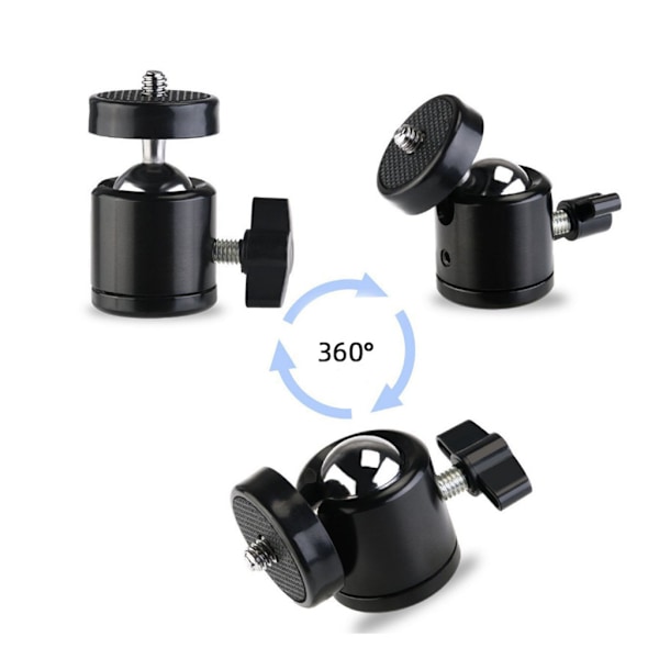 Mini Stativkula för Huvud 360° Roterbar Stativfäste Kamerakulahuvudadapter med 1/4\" Skruvhål för DSLR Videokamera Ljusfäste