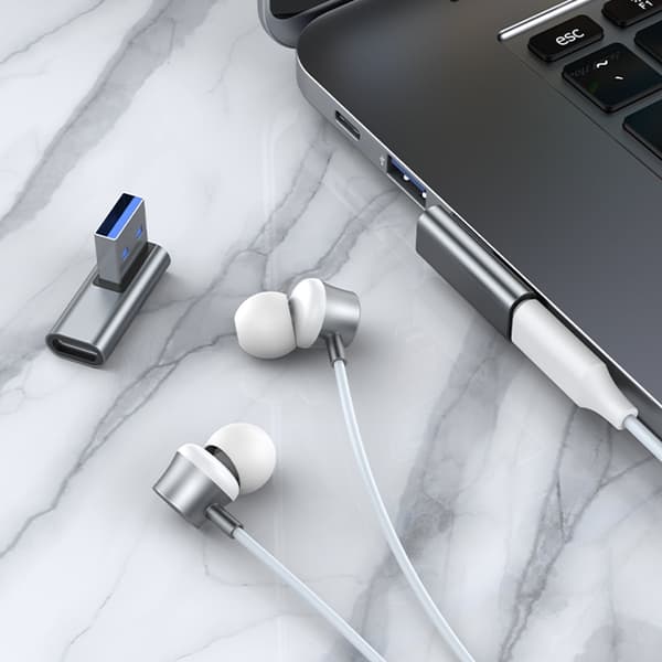 USB3.0 Hane till Typ-C Hona Konverter Laddningsadapter Stödjer Dataöverföring Silver up