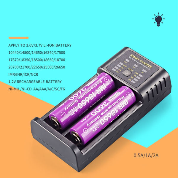 USB 3.6/3.7V Laddningsadapter för 10400/14500/14650/16340/18650 Li-ion Batterier