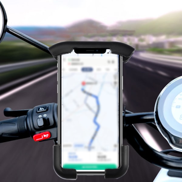 Cykeltelefonhållare, 360° roterande mobiltelefonklämma med enhandsmanövrering Mirror Mount Phone Holder