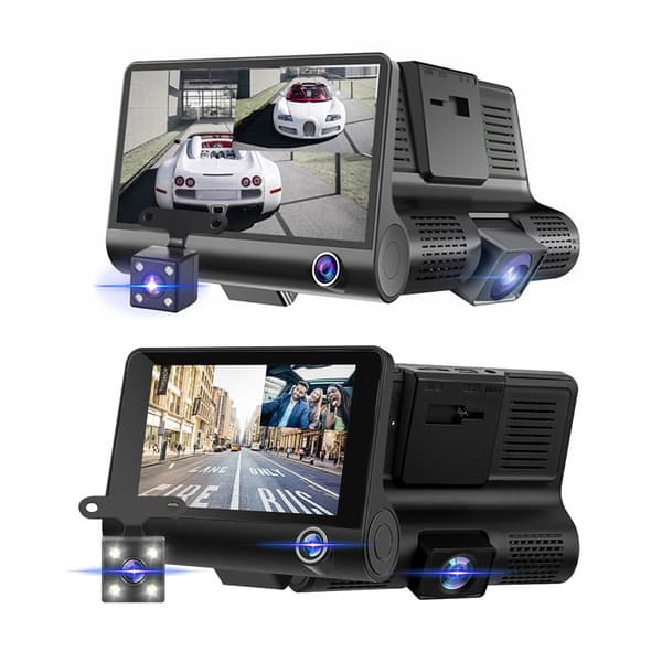 Full High-Definition Dual-Lens Bilkamera DVR 4.0 tums LCD-skärm Loop-inspelning null - Button front 