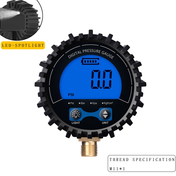 Digital Däcktrycksmätare Flera Enheter Psi/Kpa/Bar/kgf cm² Räckvidd upp till 200 psi