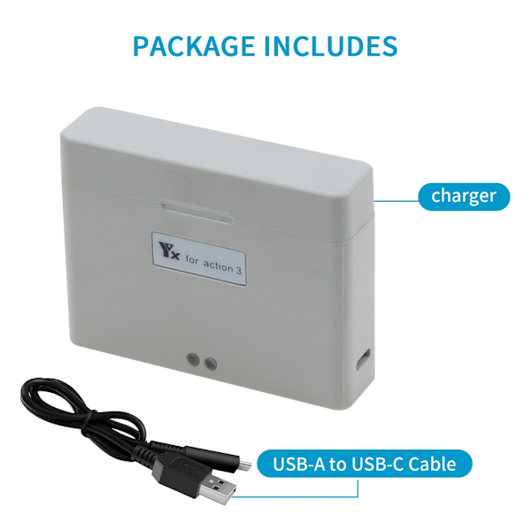 Batteriladdare Snabb Batteriladdare Hubs för OSMO Action 3 Drönartillbehör