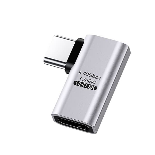 Rask USB Type C-adapter 240W strøm 40 Gbps data for bærbar PC, telefon og nettbrett L shaped side bend
