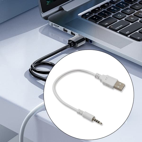 USB til 3,5 mm hann lydkabel med dobbel ladefunksjon, multifunksjonell 20 cm
