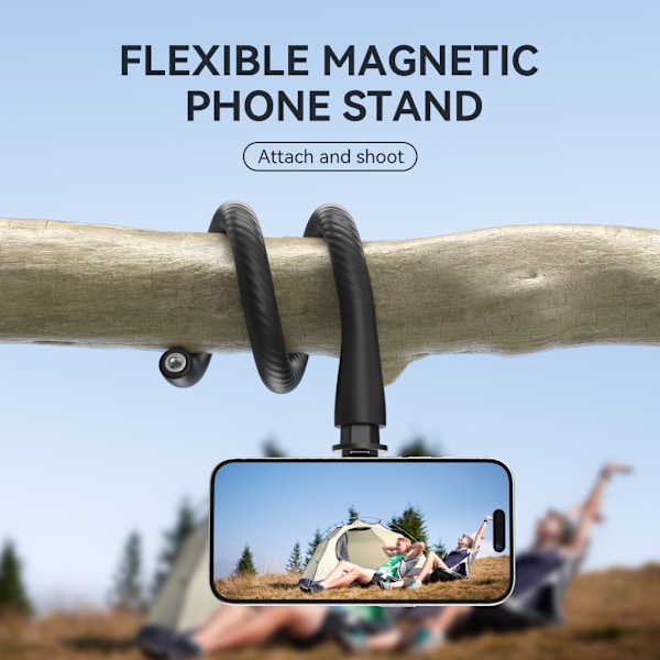 Mobiltelefonklämma Magnetisk Sugfäste Stativhållare, med Grepp Flexibel Lång Arm Svanhalsfäste Klämma för Barnvagn Gray