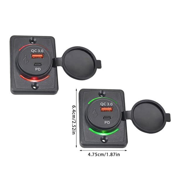 ABS komponentpanelmonterte USB-ladere IP65-klassifiserte ladere for bil og båt Green