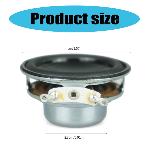 2 st 40mm 4Ohm 5W Full Range Högtalare Stereo Woofer Rund Form