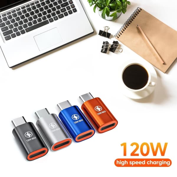 12-stifts till USB C-adapter USB C hona till 12-stifts hane-adapter, snabbladdning och datasynkronisering stöder hållbarhet Orange