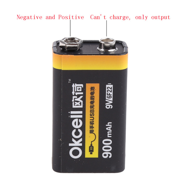 9V 900mAh Micro USB Laddningsbart Lipo-batteri för Multimeter Mikrofon Fjärrkontroll