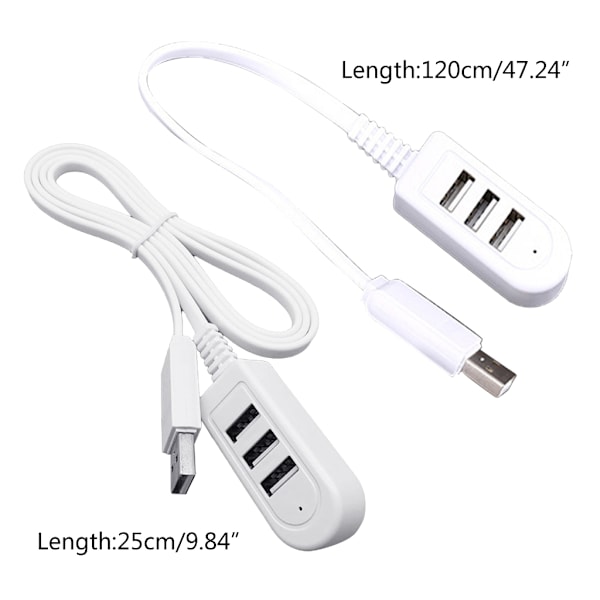 3-port USB Hub Splitter Extender USB Adapter Höghastighets Splitter Notebook En-till-Tre Extender Hub för Stationär Dator Laptop 1.2m