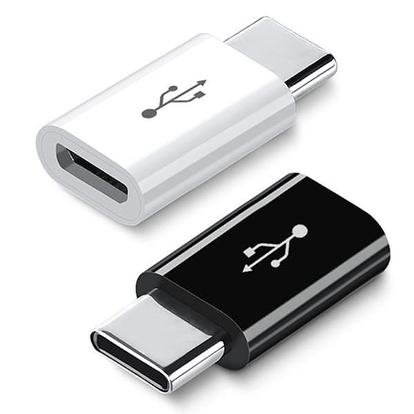 Ladekonvertere for nettbrett, headset, Micro USB hunn til USB C hann-adapter White