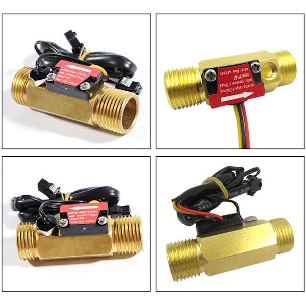 Hall-effektsvattenflödesgivare, flödesmätare med räknare, G1/2, spänning DC3.5~24V