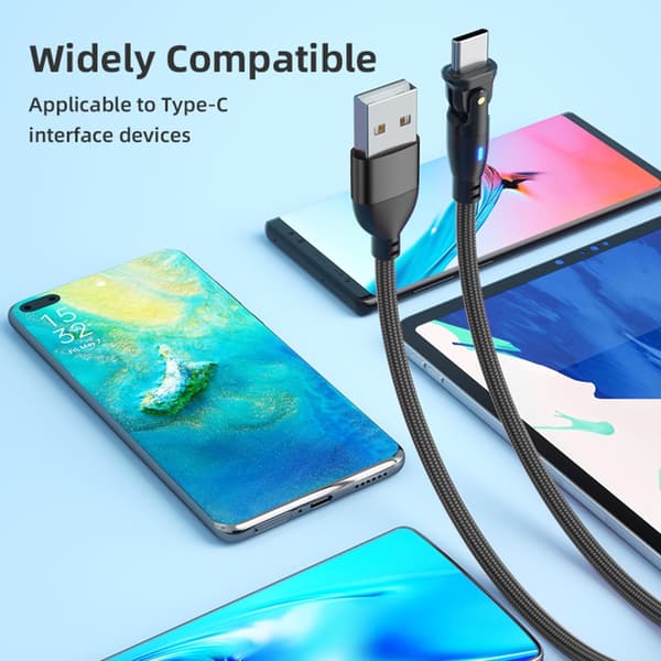 Fleksibelt USB A til C-kabel USB til USB C-kabel til 3A opladning og 480mbps datakabel Black Micro 1m
