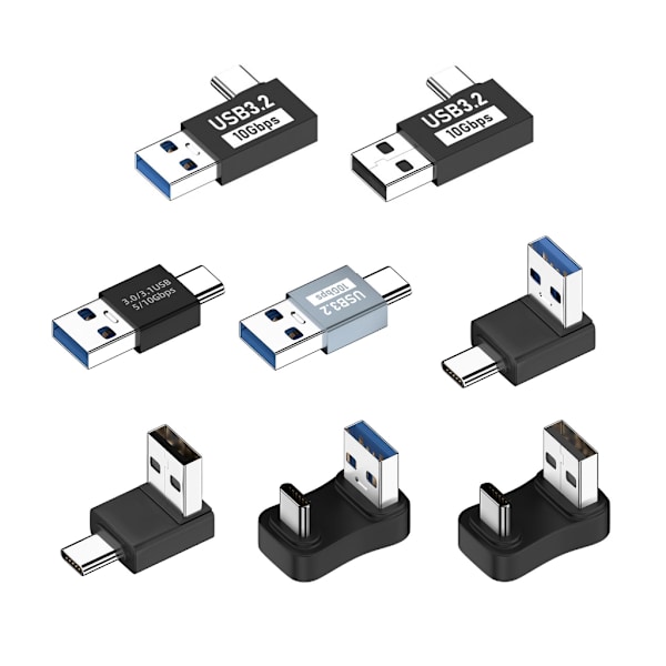 USB C til USB3.1 Adapter Konverter Dataoverføring 60WQC Ladekontakt null - Side bend front blue