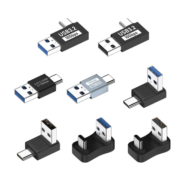 USB C til USB3.1 Adapter Konverter Dataoverførsel 60WQC Opladningsstik null - Side bend front blue
