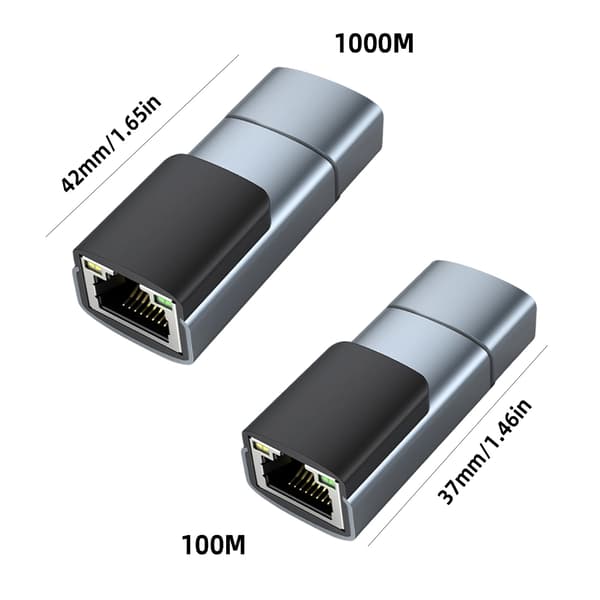 Aluminium USB C hun til RJ45 Ethernet-adapter 100/1000 Mbps hurtig kablet netværkskonverter til bærbar computer stationær null - 1000M