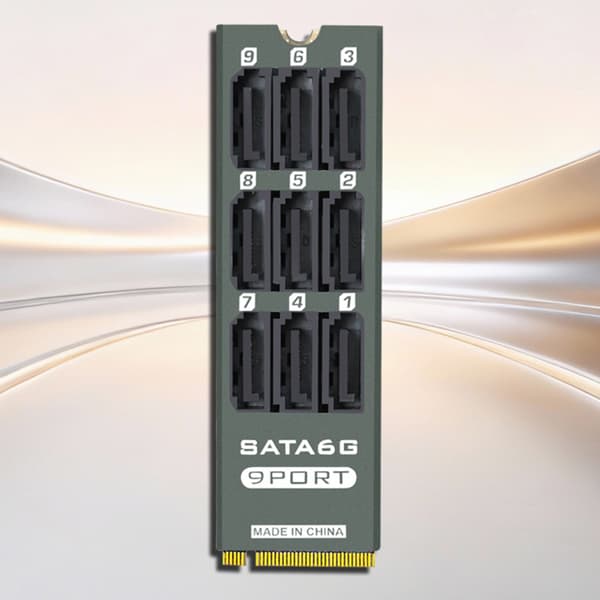 9-portars SATA3.0 6Gbps expansionskort för M.2 PCIe-anslutning för datacenter