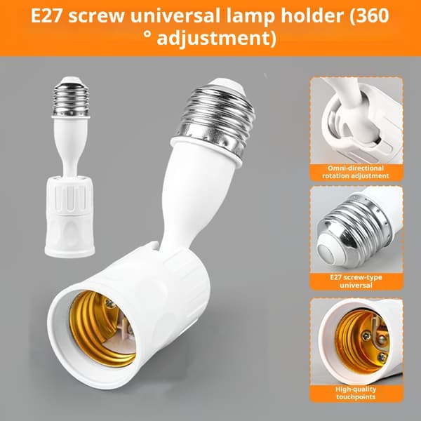 2 STK E27 Lampeholder Forlængeradapter 180 360 Graders Justerbar Til Loftventilatorlamper Og LED Pærer null - 360 degrees
